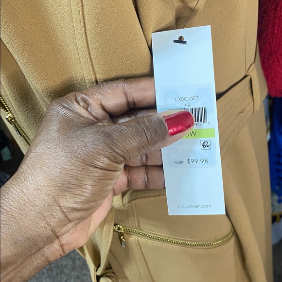 NWT Calvin Klein Plus Size Tie Waist Moto Dress - Picture 6 of 6